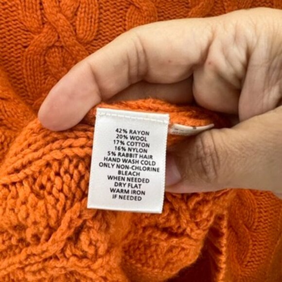 Loft Orange Cable Knit Sweater size M - Picture 4 of 6